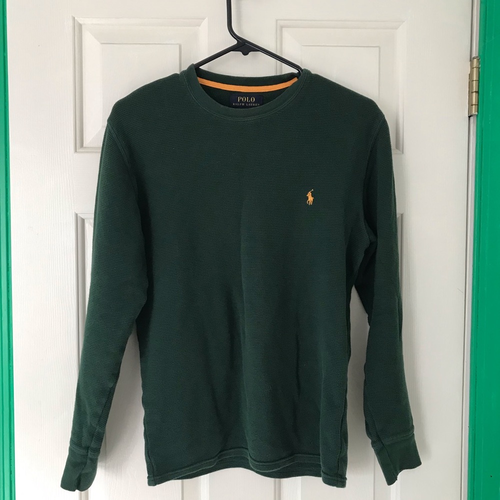 Green Long Sleeve Thermal Polo